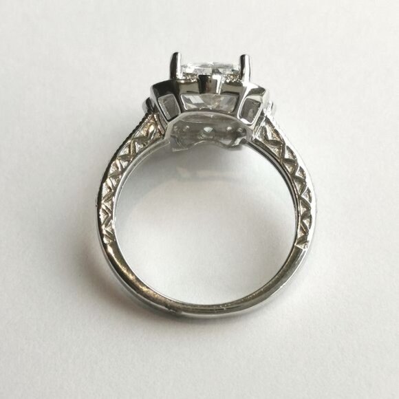 Sterling silver cz engagement cocktail ring size 7 🆕 - Picture 3 of 9